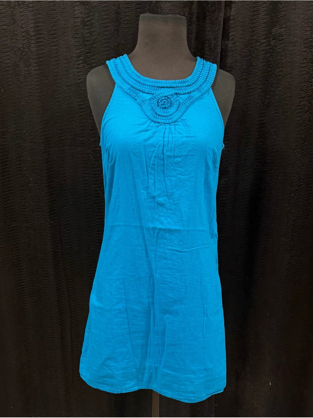 GAP Teal Sleeveless Mini Dress with Rosette at Neck